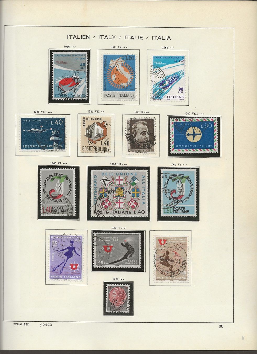 Alle Briefmarken: Marken Italien 1965 bis 1968 – Gebraucht aus Au ZH von xelagreb01 2