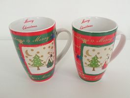 Zwei Tassen in X-Mas Weihnachten Design