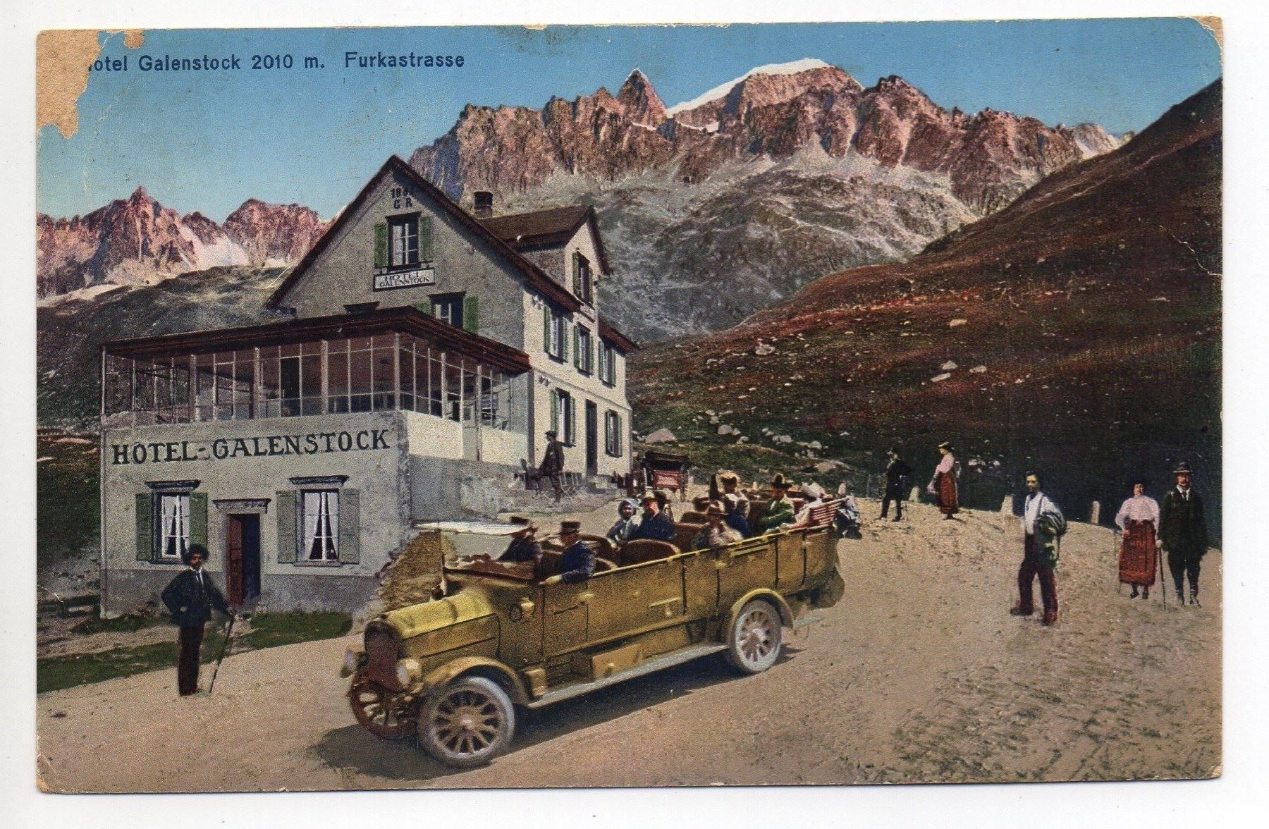 Cartoline postali: FURKASTRASSE Hotel Galenstock - Postauto – Usato da Jona venduto da philajona