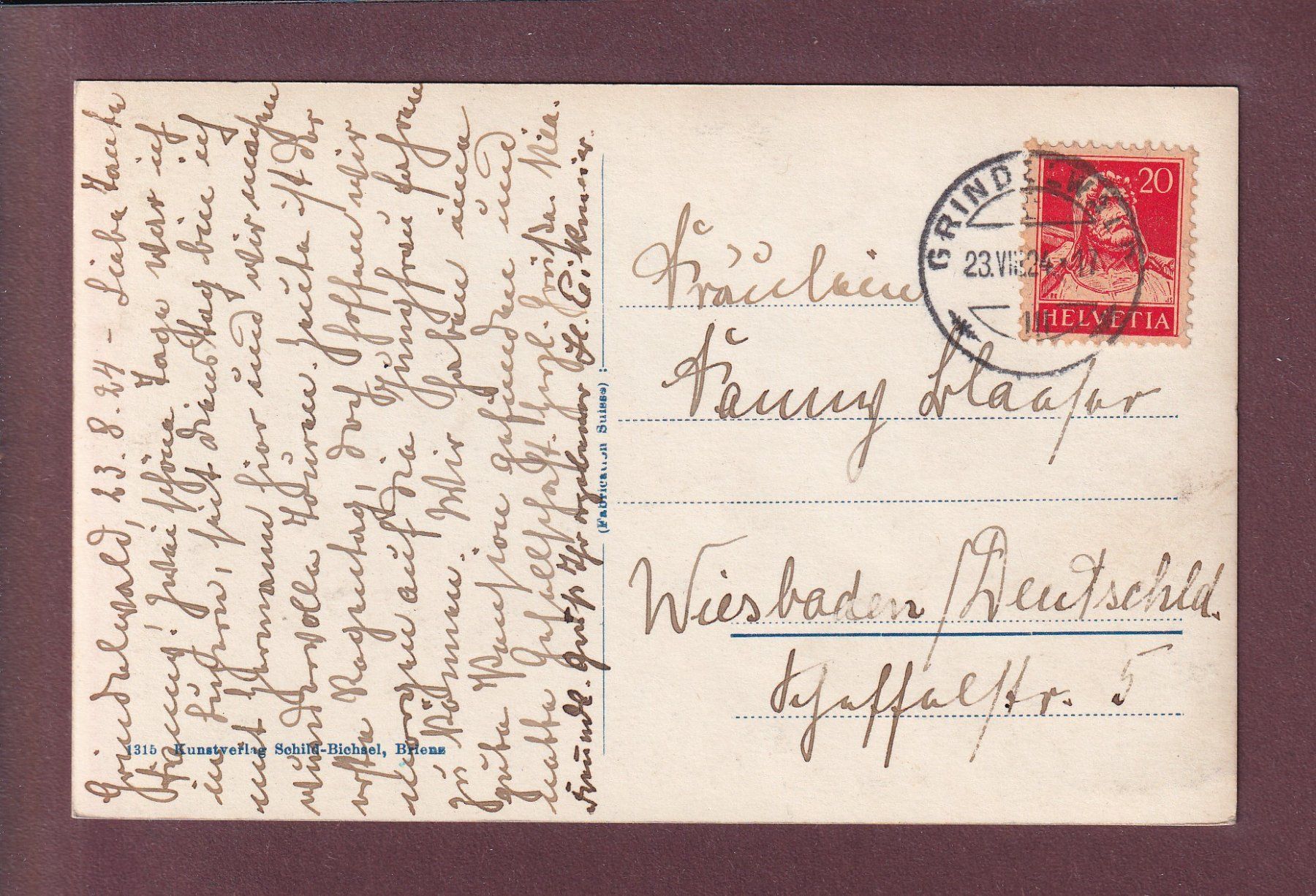 Cartoline postali: FAULHORN - Bachalpsee - 1924 – Usato da Pully venduto da nicecards 1