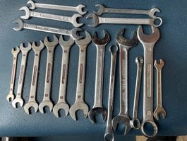 Gabel- und Ringschlüssel Set gemischt gebraucht Zustand