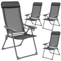 4er Set Alu Gartenstühle klappbar mit Kopfteil ZENTORA