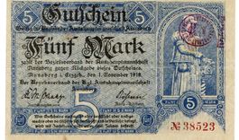 Annaberg 5 Mark Stempel+KN rot 01.11.1918 SS++-VZ