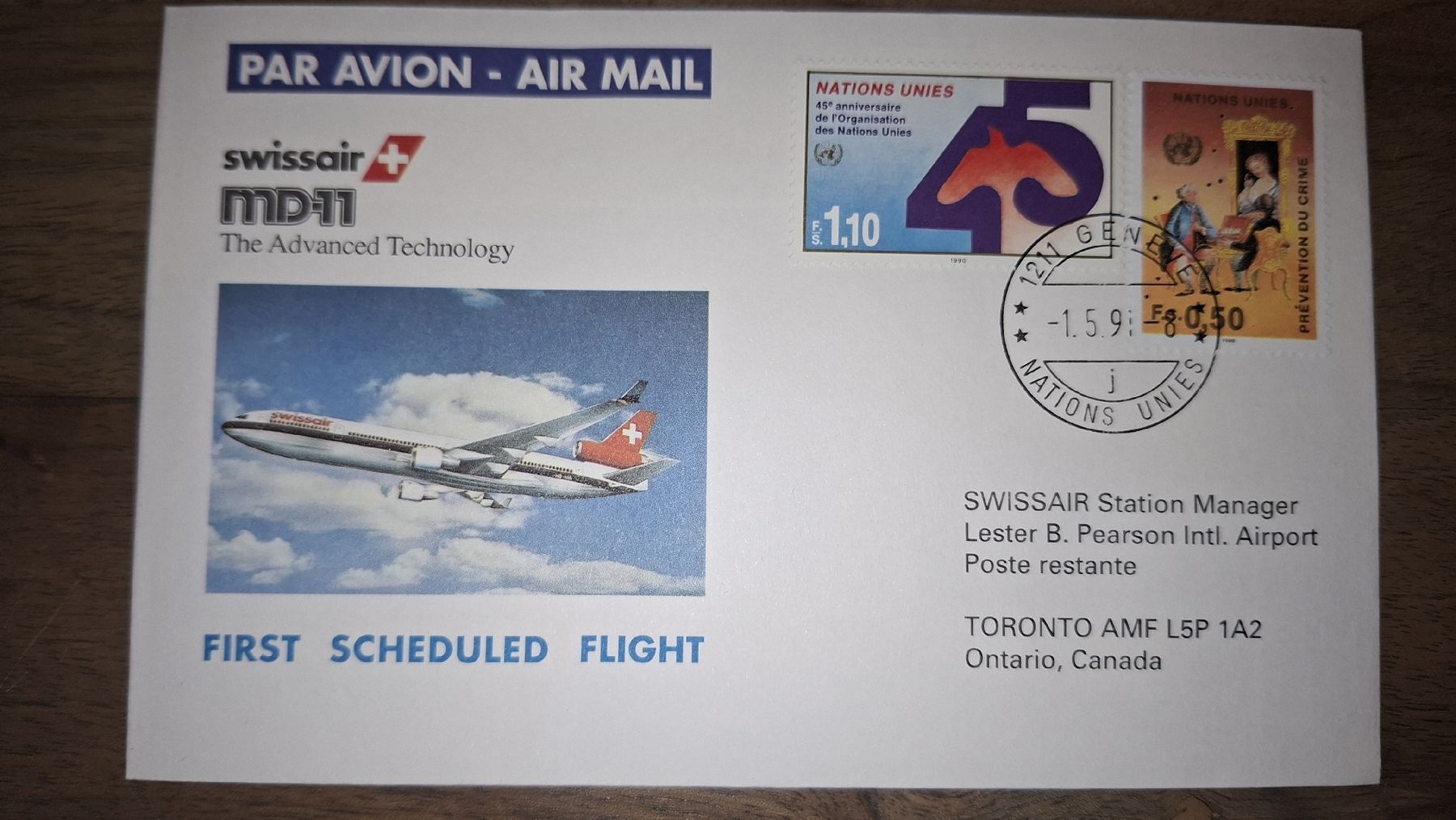 Tous les timbres: Swissair first scheduled flight 01.05.1991 – D'occasion à Balgach par SIMEON27