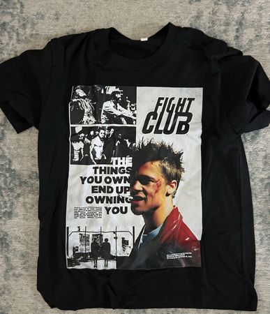 T-Shirt Fight Club Print Schwarz Grösse L
