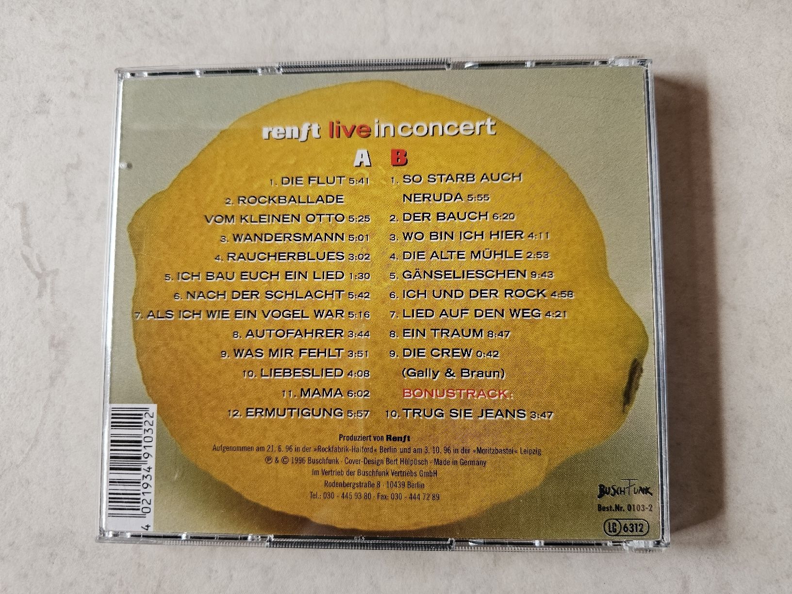CD: Renft  -  LIVE In Concert  /  2 CD's – Usato da Schneisingen venduto da backstore24 1