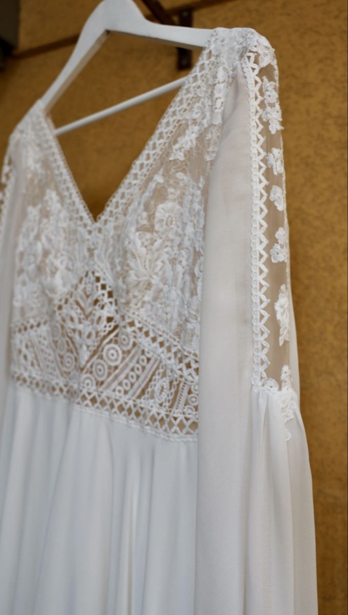 Vestiti: Abito da sposa bianco Boho pizzo maniche lunghe Petite – Usato da Glis venduto da dor_b2nc 4