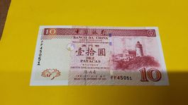 Originale 10 Patacas Banknote aus Macau, Jahr 2003!