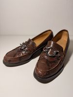 Damenschuhe Leder mit Schlangenprint braun Grösse 38