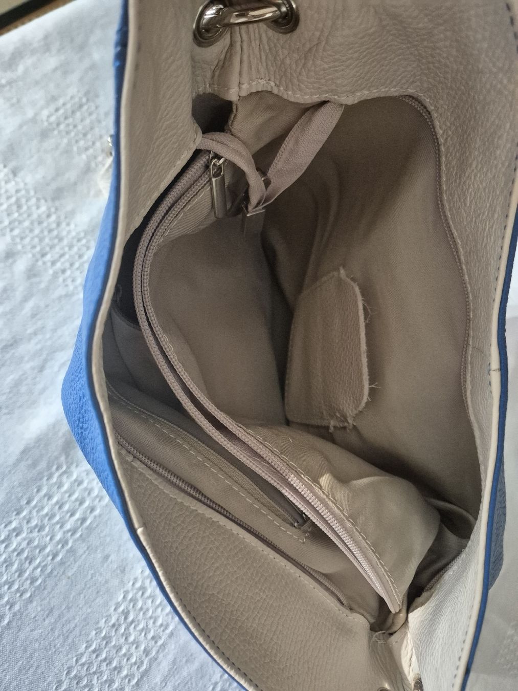 Borse da donna: Neue Tasche, Genuine Leder blau/beige, – Nuovo (secondo la descrizione) da Herrliberg venduto da SELENONAUTKA 4