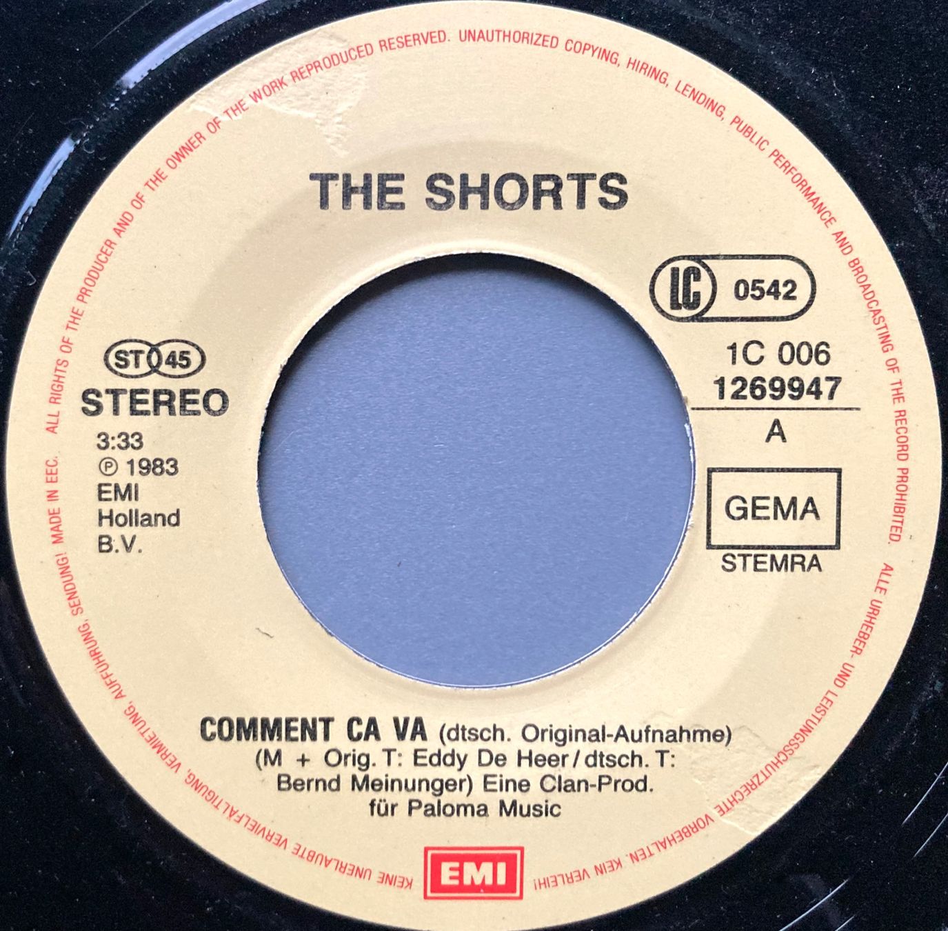 Vinyles: THE SHORTS - COMMENT CA VA – D'occasion à Poliez-Pittet par Newtown-Records 2