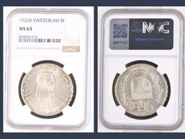 5 Franken 1926, NGC MS63, TOP Qualität!!!