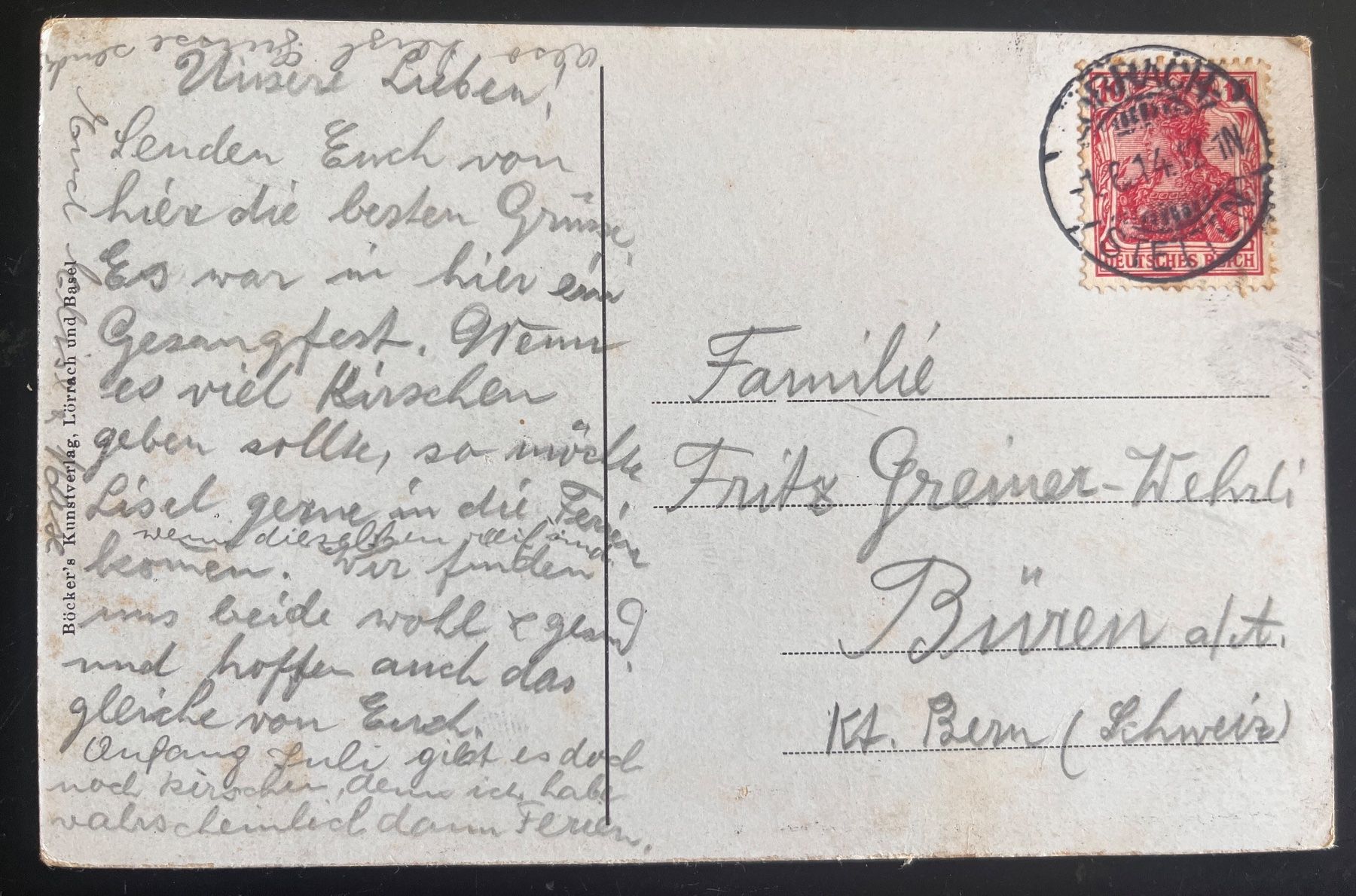 Cartoline postali: AK Gruss aus Lörrach-Stetten, belebt – Usato da Biberist venduto da Edelfloh 1