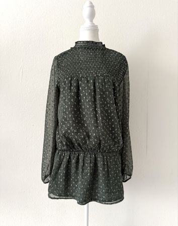 Linea Tesini Bluse, Gr. 38, Olivgrün mit Blumenmuster