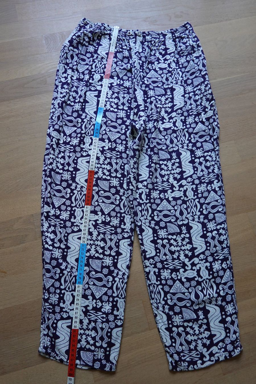 Pantaloni: Batikmuster Hose - Sommerhose - M - dunkelblau-weiss – Usato da Jona venduto da simongarden 6