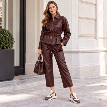 ZARA Set taillierte Jacke + Hose Lederjacke Gr.M NEU 118.-