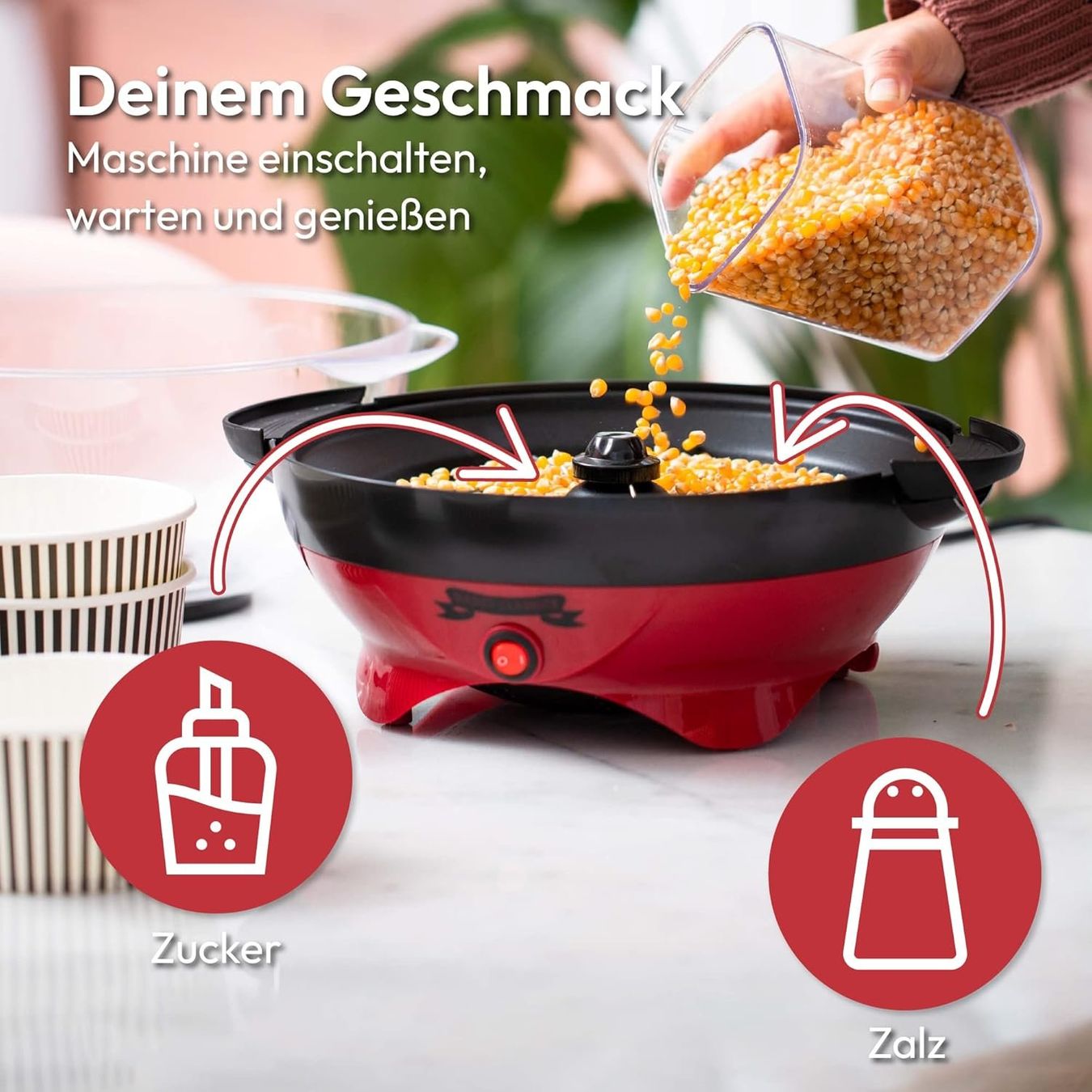Elettrodomestici da cucina: Popcorn Maschine Retro 5L Popcorn Maker 800W Rot Gross – Nuovo e nell'imballaggio originale da Schaffhausen venduto da AllesMussRaus90 6