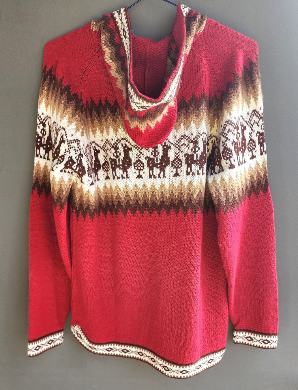 Maglioni & Felpe: wunderschöner Alpaka Pullover Gr.L, Farbe Rot, Beige, NEU! – Nuovo (secondo la descrizione) da Lima- Peru venduto da Alpaka-Haus 1