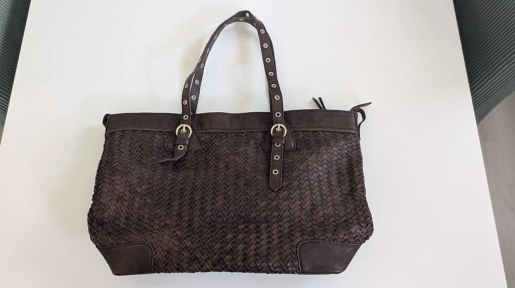 Taschen für Damen: Echt Leder Handtasche braun mit Geflecht – Neu (gemäss Beschreibung) aus Zürich von Misam