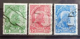 LIECHTENSTEIN 1912: Serie (Kreidepapier), leichte Mängel, O