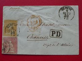 1858: Strubel-Brief: 24D+25D: GENEVE nach FRANKREICH, 700.-+