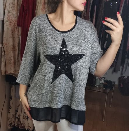 Schickes Damen Shirt Gr. XL mit Pailletten Stern