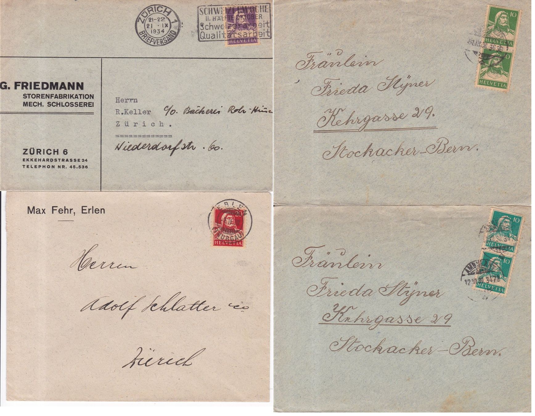 Tutti i francobolli: 42 Stk. Alte CH Briefe, FDCs, Belege – Usato da Münchwilen AG venduto da Nesar 6