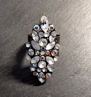 Bague laiton et cristal de roche irisé