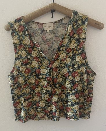 Sezane Loriane floral crop top size XL