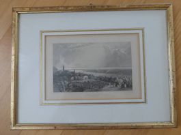 Antiker Kupferstich Rheineck - gerahmt, um 1840, W.Tombleson
