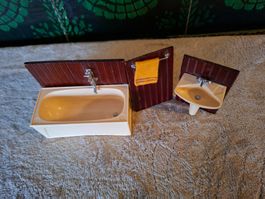 Puppenstube Badezimmer, Vintage, 70er Jahre von Lundby