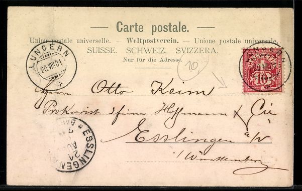 Ansichtskarten: Lungern, Ortsansicht mit Kirche und See – Gebraucht aus Berlin von bartko-reher 1