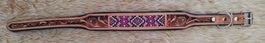 Hunde Lederhalsband floral Indianer look 40 - 50 cm