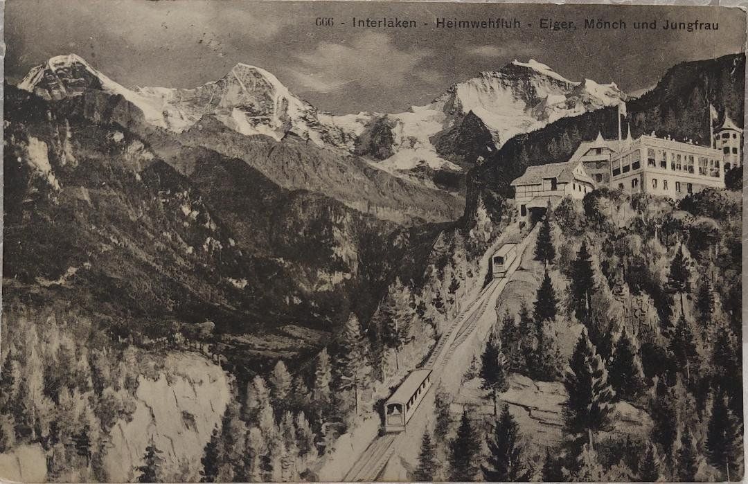 Cartoline postali: Interlaken - HEIMWEHFLUH  -  1910 – Usato da Delémont venduto da Domdom1