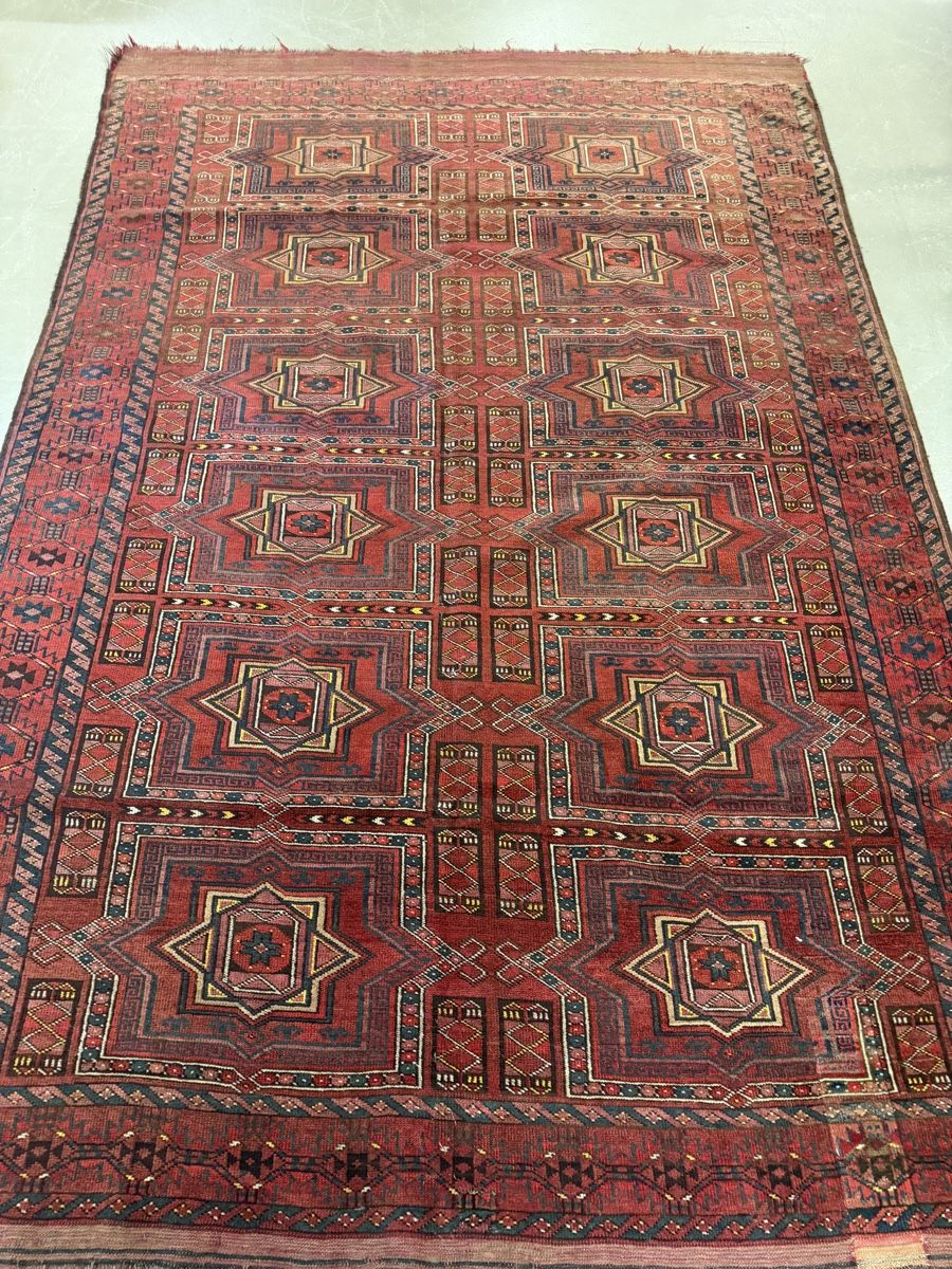 Tappeti: Alt Orientteppich rot mit geometrischem Muster  – Usato da Strengelbach venduto da RaenAntikDesign 1