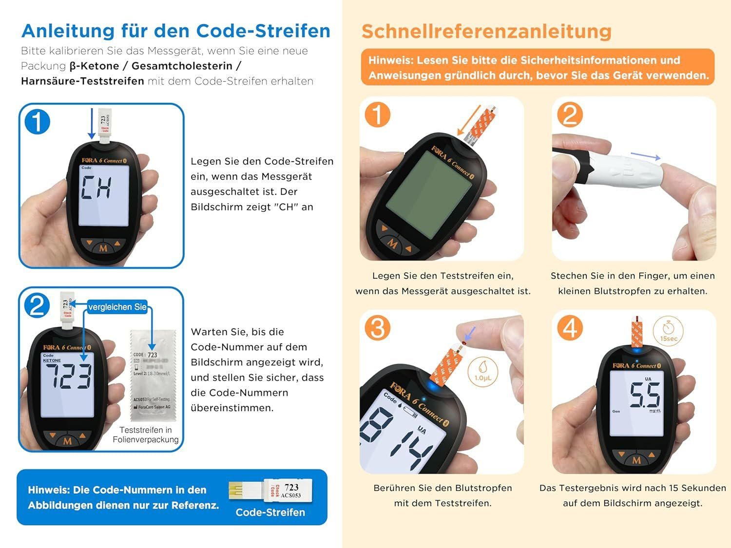 Medizinische Geräte: Fora 6 Connect Harnsäure-Messgerät & 10 Teststreifen – Neu und originalverpackt aus St. Gallen von ForaCare 4