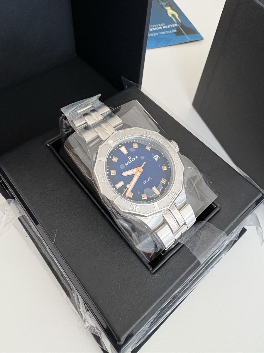 Edox Orologi: Edox Delfin Diver Date 38 Diamonds – Nuovo e nell'imballaggio originale da Zürich venduto da Peter_Sz