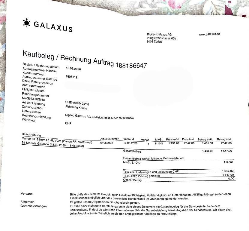 Canon Obiettivi: Canon RF 85mm F1.4L VCM – Usato da Schachen LU venduto da Sayanthan 4