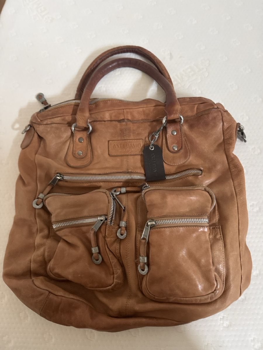 Taschen für Damen: Echtleder Tasche Cognacfarben – Gebraucht aus Fürstenau von Du-01