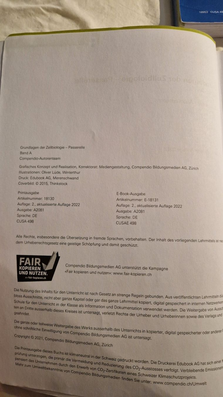 Bücher: Compendio Passerelle: Zellbiologie bis Evolution, Top! – Gebraucht aus Fehraltorf von buylow3000 1