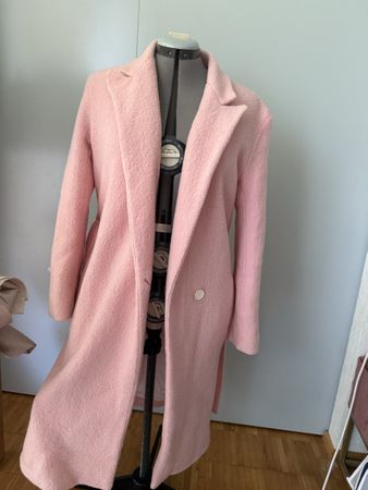 Sandro Pink Wool Coat - Belted