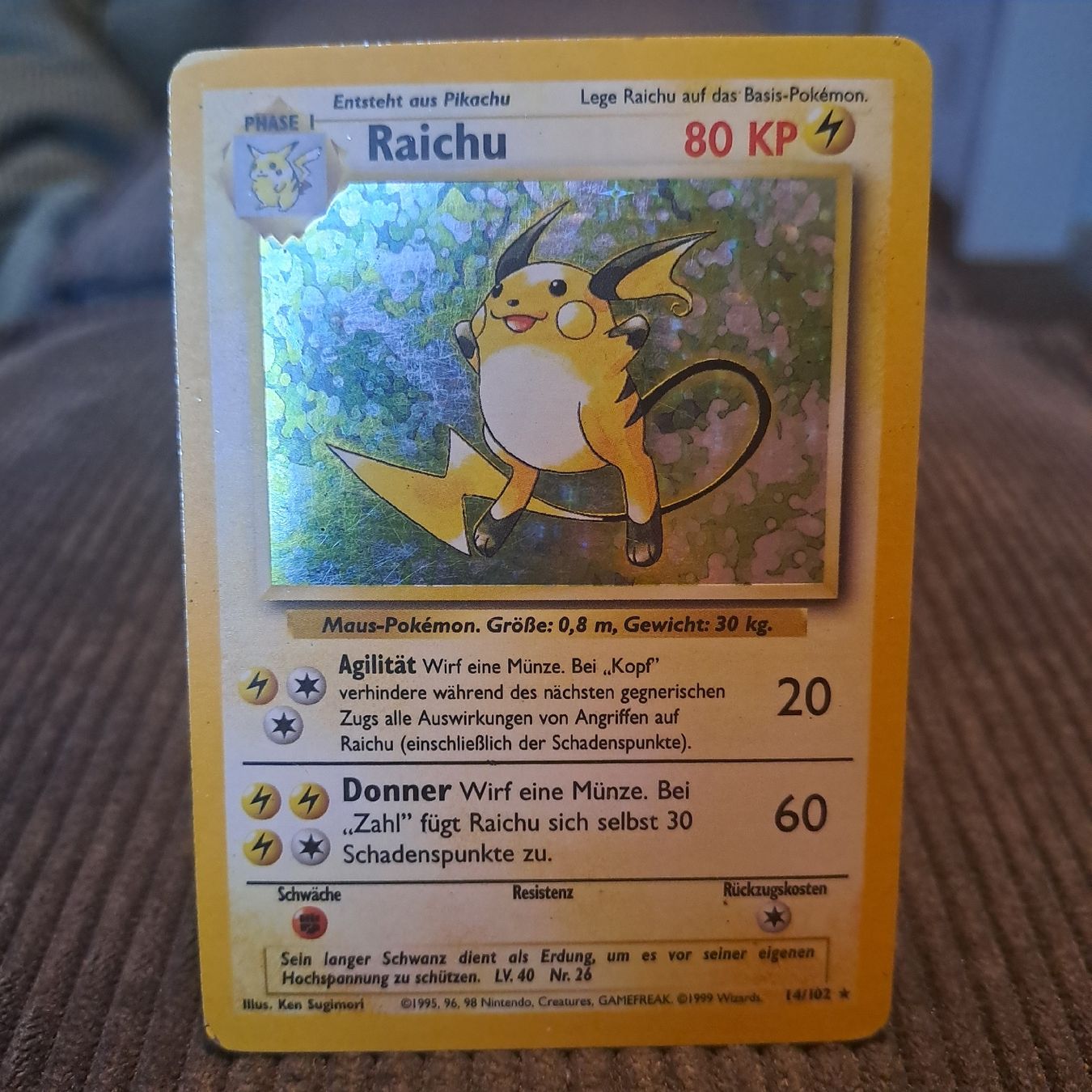 Pokémon Sammelbilder & Trading cards: Raichu Holo, Base Set 14/102 – Gebraucht aus Düdingen von Ruge91