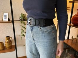 Schwarzer Taillengürtel, dehnbar, Rockabilly