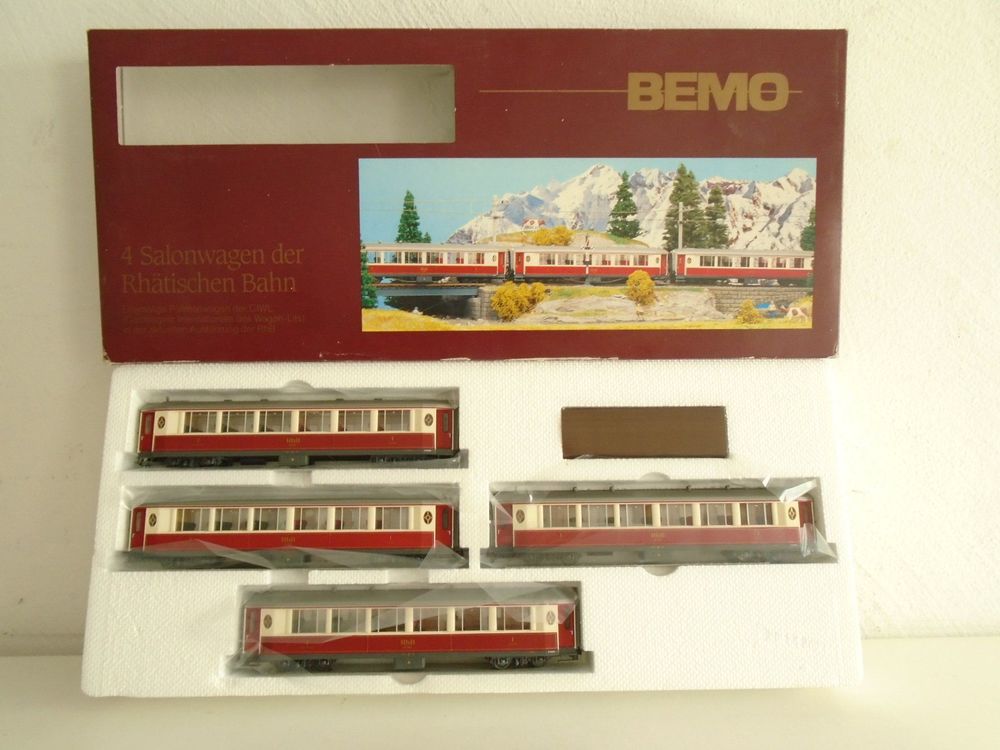 BEMO H0m - Set 4 Wagons-salons RhB - Art. 7272 134 - État Parfait - Occasion