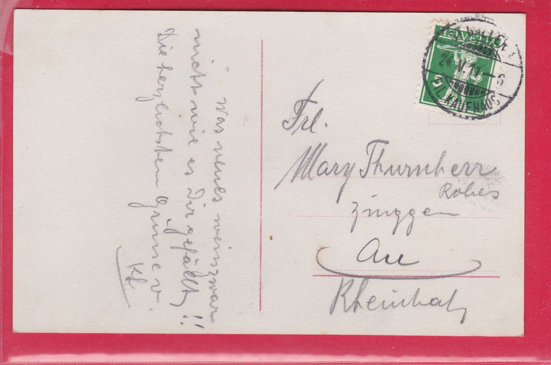 Cartoline postali: JUNGE DAME MIT ROTER KOPFBEDECKUNG, 24.5.1911 – Usato da Oberrieden venduto da Gebirgsstelze 1
