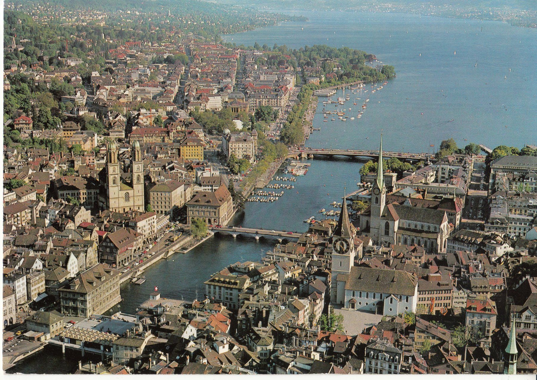 Ansichtskarten: Zürich Flugaufnahme ca. 1970 – Gebraucht aus Bürglen TG von StampGraf