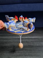 Vintage Wooden Pecking Birds Toy, Hand-made 
