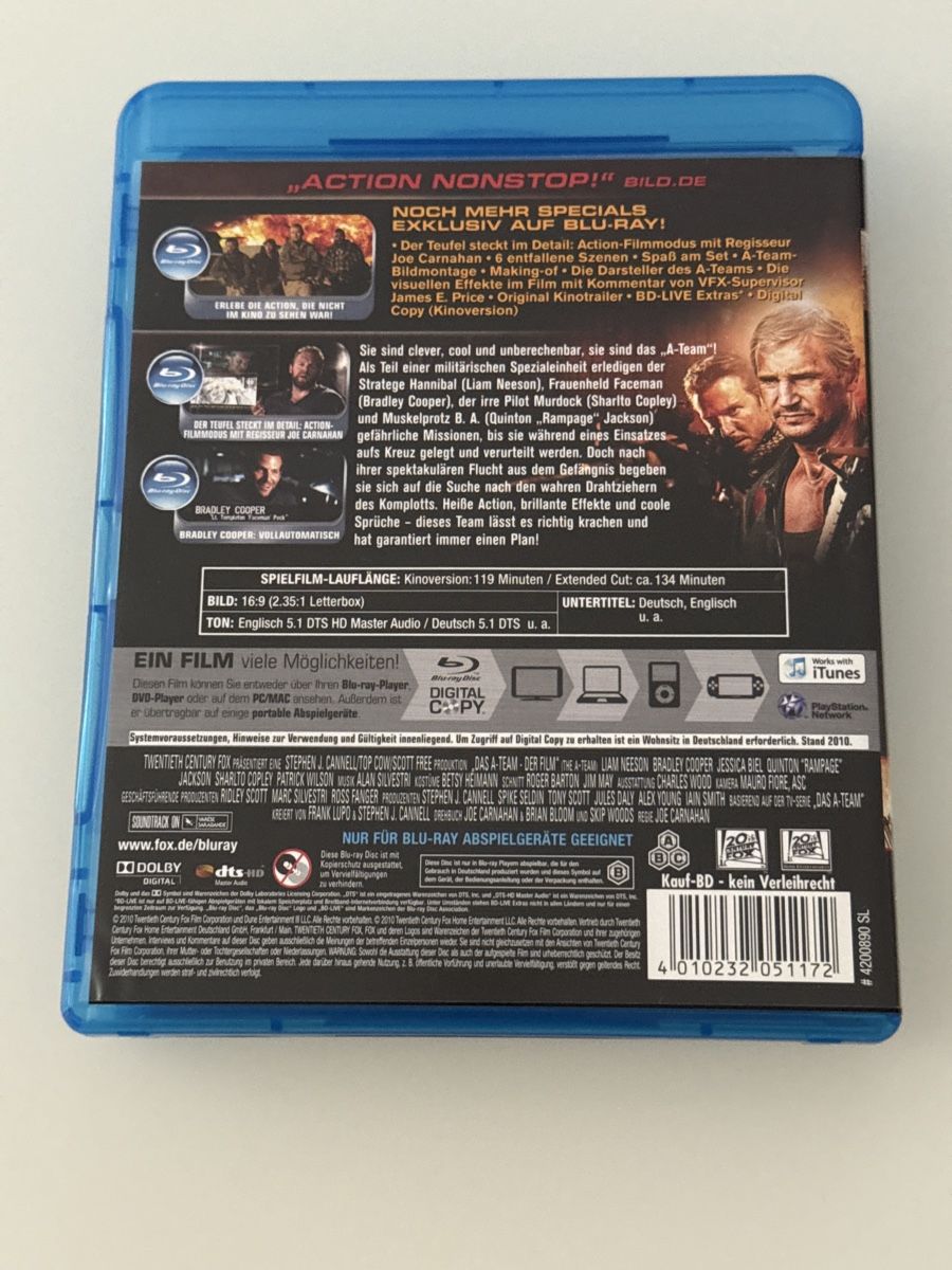 Tutti i DVDs: Blu-ray: Das A-Team - Extended Cut - Action pur! – Usato da Hittnau venduto da PeterS75 1