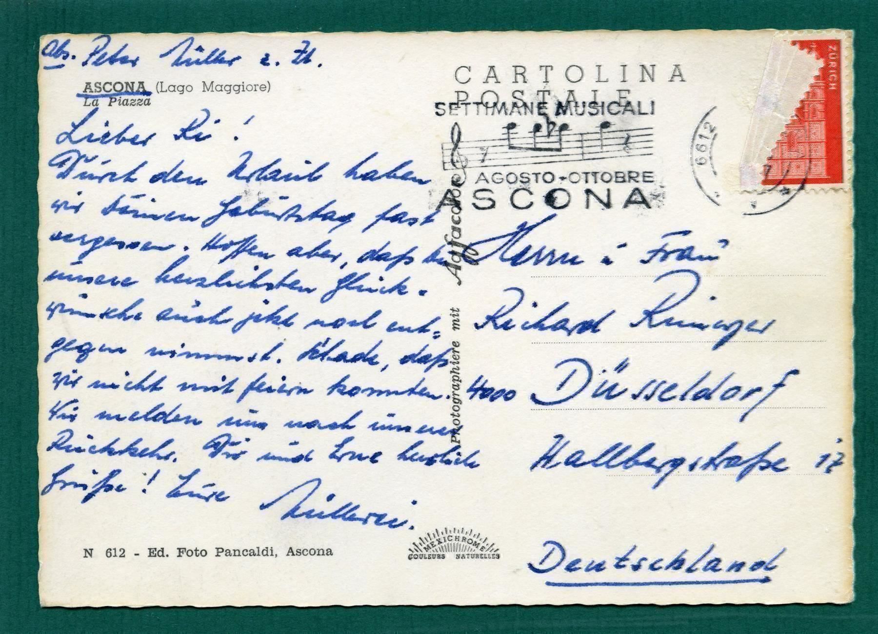 Cartoline postali: Ascona, La Piazza, lungolago, 1967, gelaufen, Grossformat – Usato da Sargans venduto da Hausi1951 1