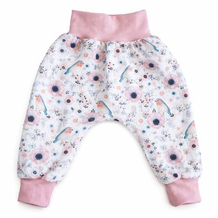 Sommer Pumphose aus Musselin mit Blumen & Vogel 68/74 NEU